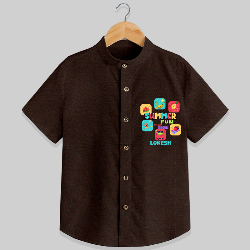 Soak up the sunshine in our "Summer Fun has just Begun" Customized Kids Shirts - CHOCOLATE BROWN - 0 - 6 Months Old (Chest 21")