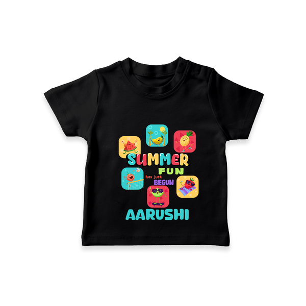 "Soak up the sunshine in our "Summer Fun has just Begun" Customized Kids T-Shirt" - BLACK - 0 - 5 Months Old (Chest 17")