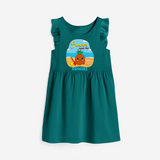 Discover hidden treasures in our "Summer Beach Fun" Customized Frock - MYRTLE GREEN - 0 - 6 Months Old (Chest 18")