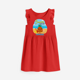 Discover hidden treasures in our "Summer Beach Fun" Customized Frock - RED - 0 - 6 Months Old (Chest 18")