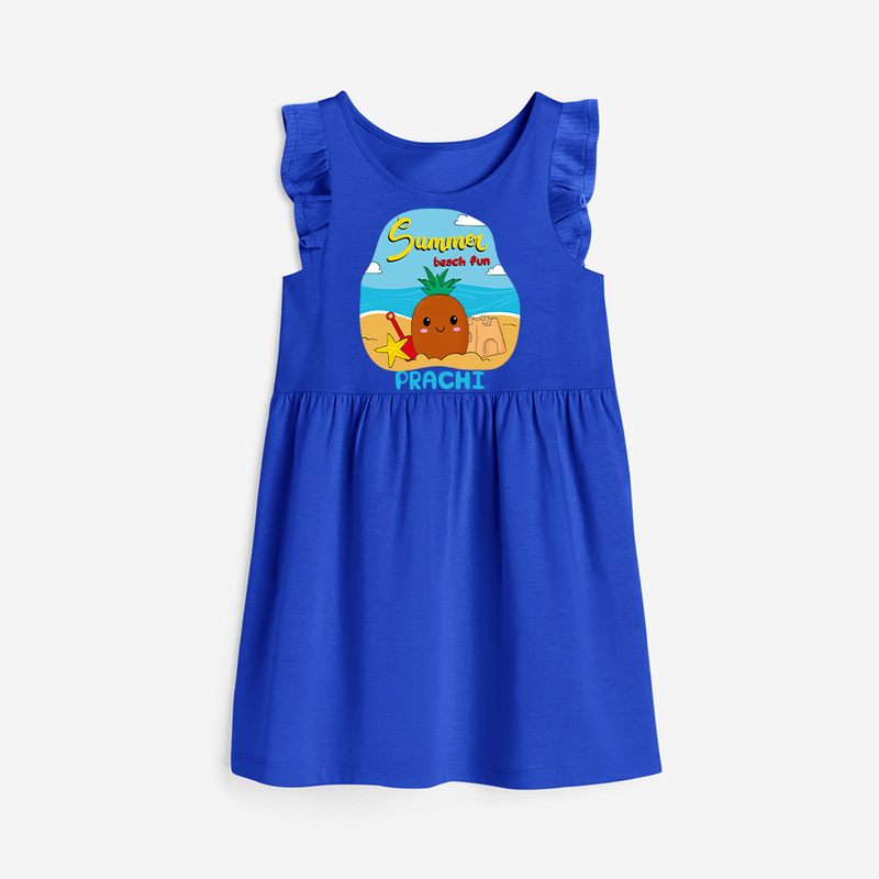 Discover hidden treasures in our "Summer Beach Fun" Customized Frock - ROYAL BLUE - 0 - 6 Months Old (Chest 18")