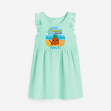 Discover hidden treasures in our "Summer Beach Fun" Customized Frock - TEAL GREEN - 0 - 6 Months Old (Chest 18")