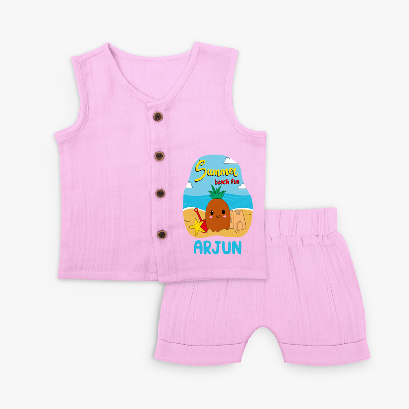 Discover hidden treasures in our "Summer Beach Fun" Customized Kids Jabla set - LAVENDER ROSE - 0 - 3 Months Old (Chest 9.8")