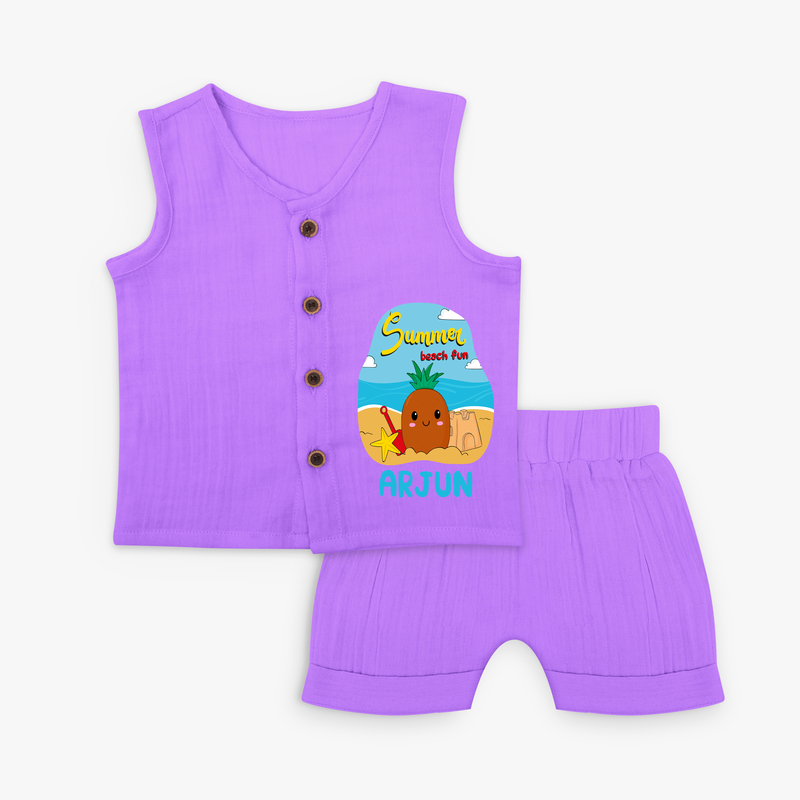 Discover hidden treasures in our "Summer Beach Fun" Customized Kids Jabla set - PURPLE - 0 - 3 Months Old (Chest 9.8")