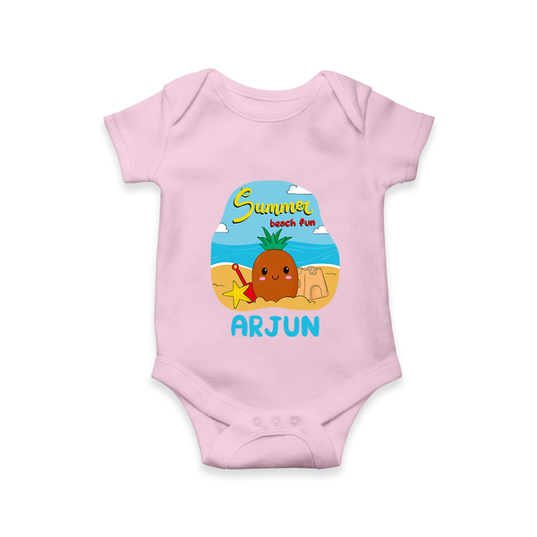 "Discover hidden treasures in our "Summer Beach Fun" Customized Kids Romper" - BABY PINK - 0 - 3 Months Old (Chest 16")