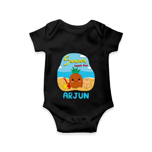 "Discover hidden treasures in our "Summer Beach Fun" Customized Kids Romper" - BLACK - 0 - 3 Months Old (Chest 16")