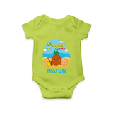 "Discover hidden treasures in our "Summer Beach Fun" Customized Kids Romper" - LIME GREEN - 0 - 3 Months Old (Chest 16")