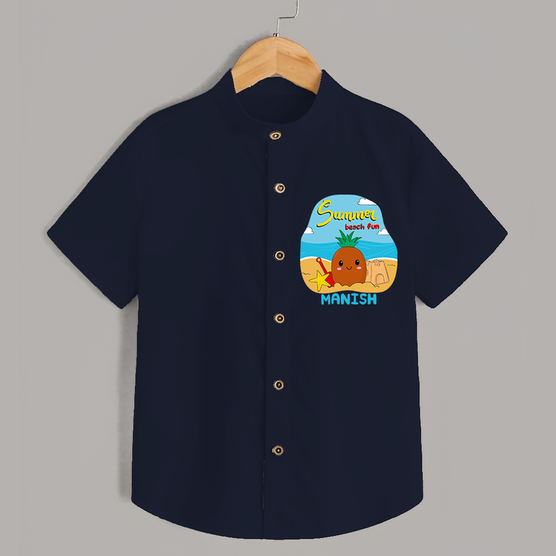 Discover hidden treasures in our "Summer Beach Fun" Customized Kids Shirts - NAVY BLUE - 0 - 6 Months Old (Chest 21")