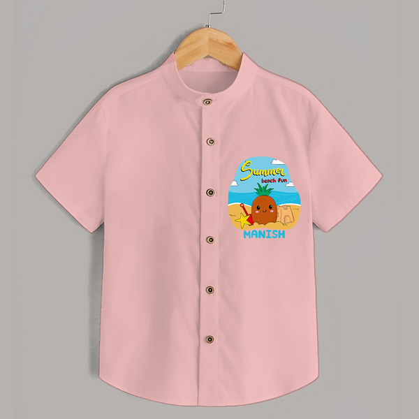 Discover hidden treasures in our "Summer Beach Fun" Customized Kids Shirts - PEACH - 0 - 6 Months Old (Chest 21")