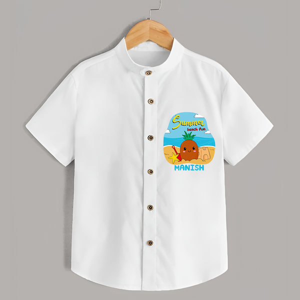 Discover hidden treasures in our "Summer Beach Fun" Customized Kids Shirts - WHITE - 0 - 6 Months Old (Chest 21")