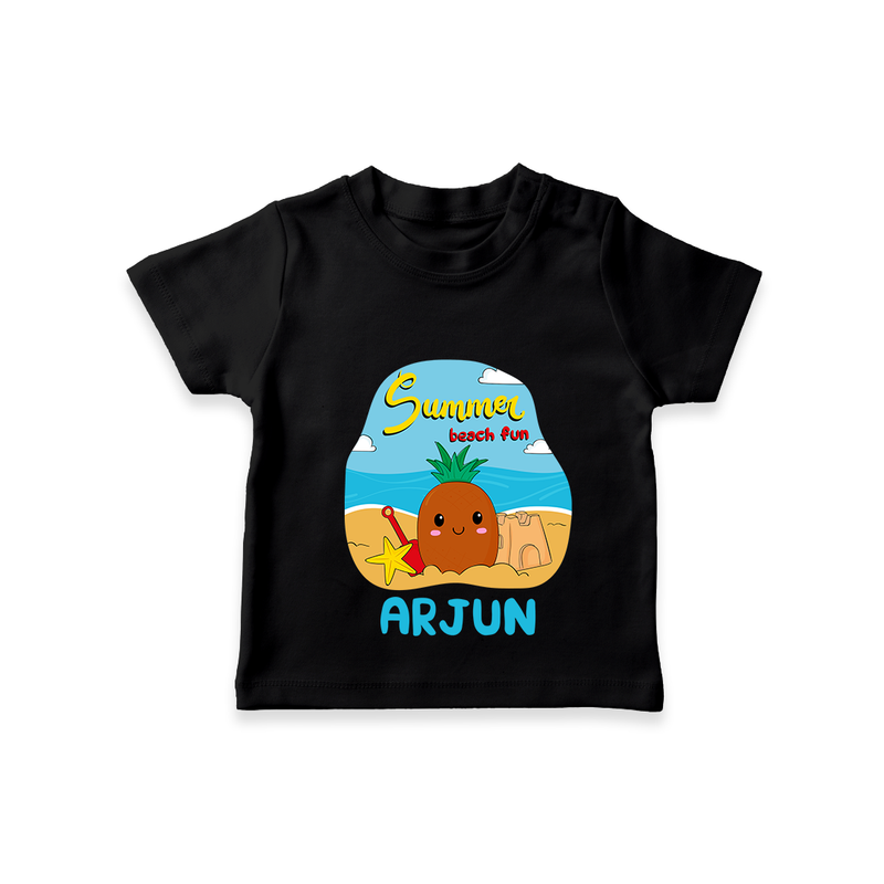 "Discover hidden treasures in our "Summer Beach Fun" Customized Kids T-Shirt" - BLACK - 0 - 5 Months Old (Chest 17")