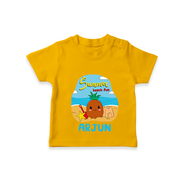 "Discover hidden treasures in our "Summer Beach Fun" Customized Kids T-Shirt" - CHROME YELLOW - 0 - 5 Months Old (Chest 17")