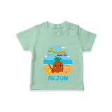 "Discover hidden treasures in our "Summer Beach Fun" Customized Kids T-Shirt" - MINT GREEN - 0 - 5 Months Old (Chest 17")