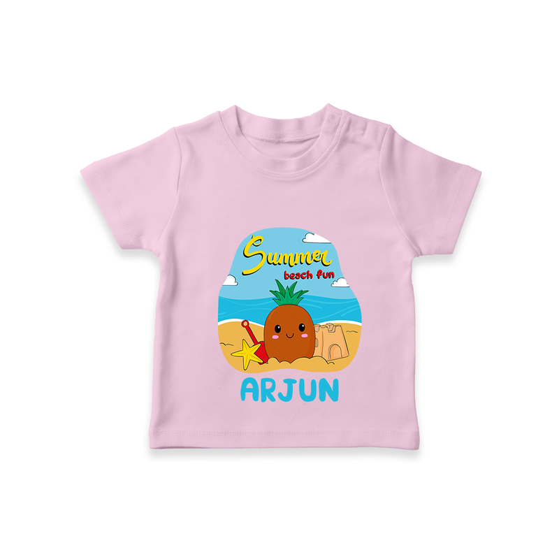 "Discover hidden treasures in our "Summer Beach Fun" Customized Kids T-Shirt" - PINK - 0 - 5 Months Old (Chest 17")