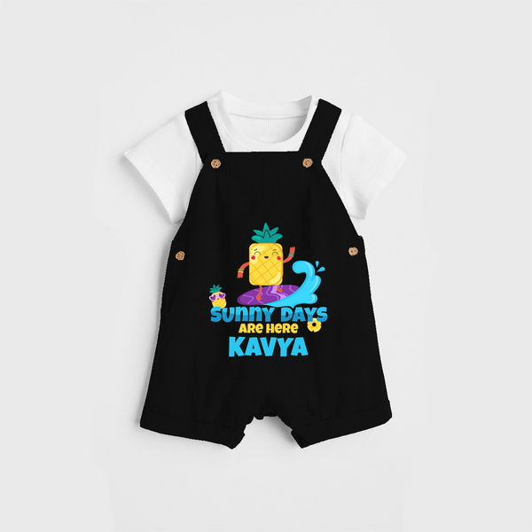 Feel the rhythm of summer in our "Sunny Days Are Here" Customized Kids Dungaree set - BLACK - 0 - 3 Months Old (Chest 17")
