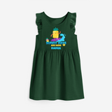 Feel the rhythm of summer in our "Sunny Days Are Here" Customized Frock - BOTTLE GREEN - 0 - 6 Months Old (Chest 18")