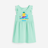 Feel the rhythm of summer in our "Sunny Days Are Here" Customized Frock - TEAL GREEN - 0 - 6 Months Old (Chest 18")