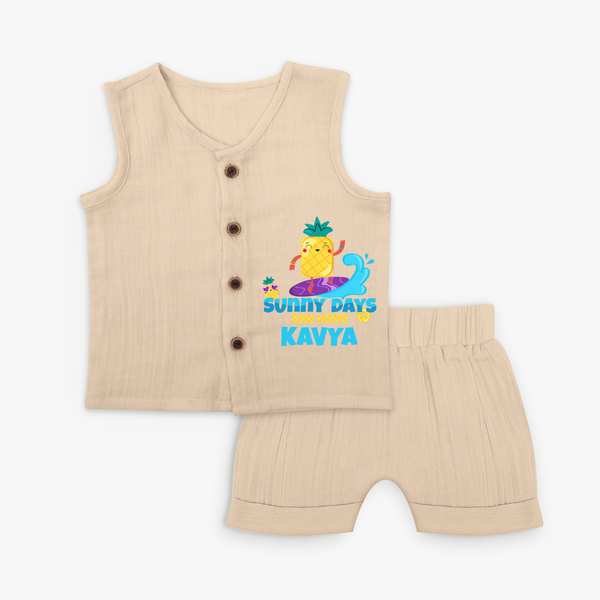 Feel the rhythm of summer in our "Sunny Days Are Here" Customized Kids Jabla set - CREAM - 0 - 3 Months Old (Chest 9.8")