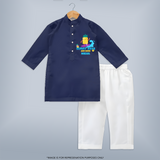 Feel the rhythm of summer in our "Sunny Days Are Here" Customized Kids Kurta set - NAVY BLUE - 0 - 6 Months Old (Chest 22", Waist 18", Pant Length 16")