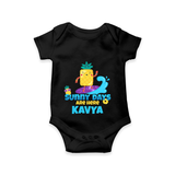 "Feel the rhythm of summer in our "Sunny Days Are Here" Customized Kids Romper" - BLACK - 0 - 3 Months Old (Chest 16")