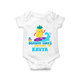 "Feel the rhythm of summer in our "Sunny Days Are Here" Customized Kids Romper" - WHITE - 0 - 3 Months Old (Chest 16")