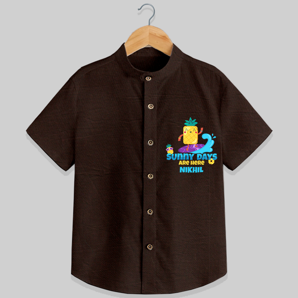 Feel the rhythm of summer in our "Sunny Days Are Here" Customized Kids Shirts - CHOCOLATE BROWN - 0 - 6 Months Old (Chest 21")