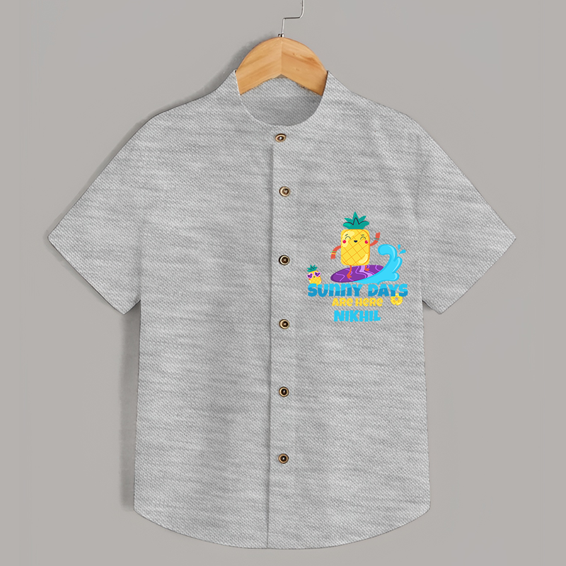 Feel the rhythm of summer in our "Sunny Days Are Here" Customized Kids Shirts - GREY SLUB - 0 - 6 Months Old (Chest 21")