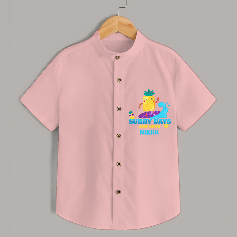 Feel the rhythm of summer in our "Sunny Days Are Here" Customized Kids Shirts - PEACH - 0 - 6 Months Old (Chest 21")