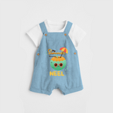 Escape to paradise with our "My Summer Favourite" Customized Kids Dungaree set - SKY BLUE - 0 - 3 Months Old (Chest 17")