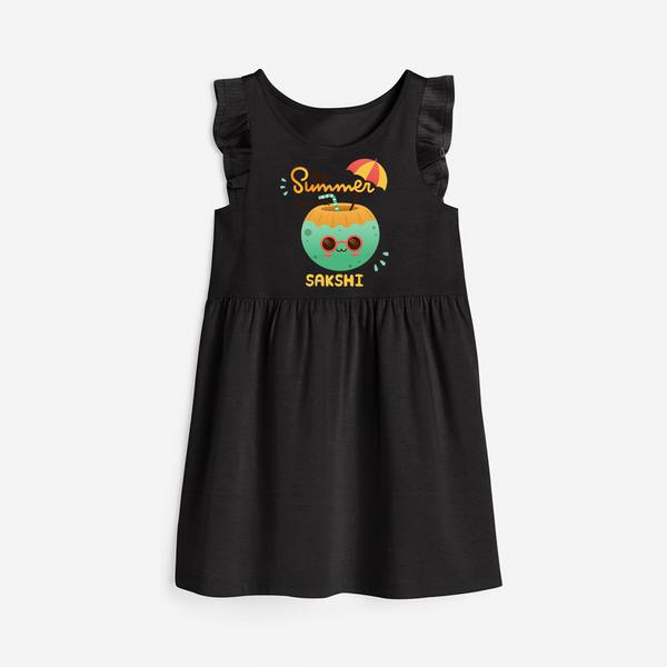 Escape to paradise with our "My Summer Favourite" Customized Frock - BLACK - 0 - 6 Months Old (Chest 18")
