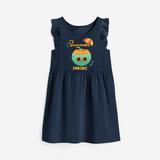 Escape to paradise with our "My Summer Favourite" Customized Frock - NAVY BLUE - 0 - 6 Months Old (Chest 18")