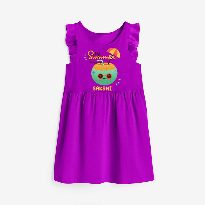 Escape to paradise with our "My Summer Favourite" Customized Frock - PURPLE - 0 - 6 Months Old (Chest 18")