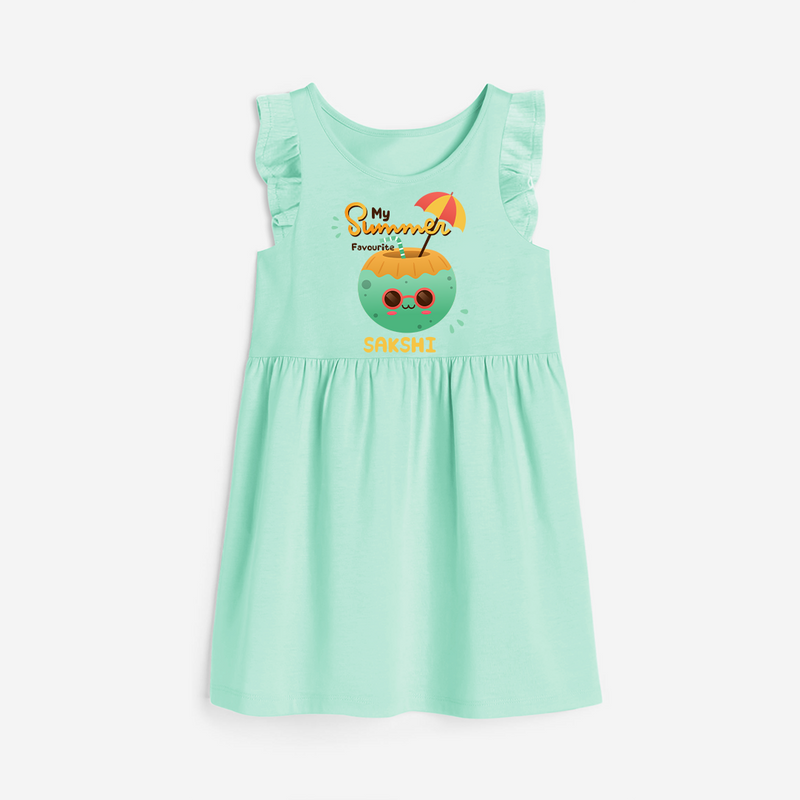 Escape to paradise with our "My Summer Favourite" Customized Frock - TEAL GREEN - 0 - 6 Months Old (Chest 18")