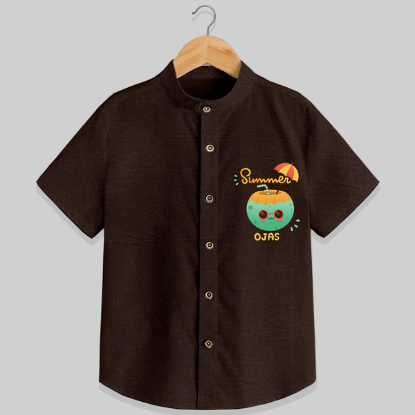Escape to paradise with our "My Summer Favourite" Customized Kids Shirts - CHOCOLATE BROWN - 0 - 6 Months Old (Chest 21")