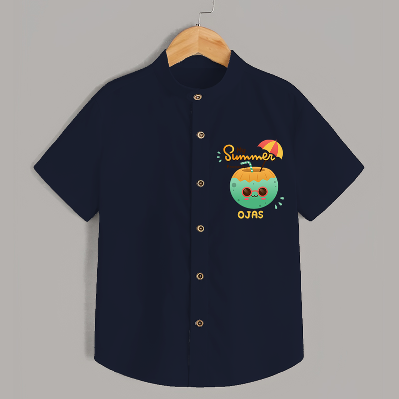 Escape to paradise with our "My Summer Favourite" Customized Kids Shirts - NAVY BLUE - 0 - 6 Months Old (Chest 21")