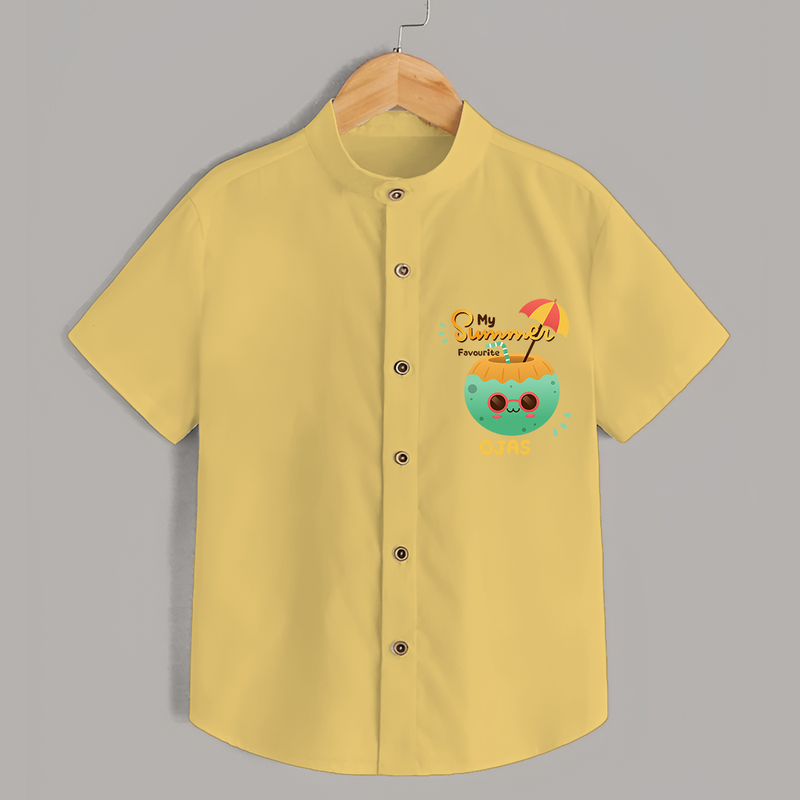 Escape to paradise with our "My Summer Favourite" Customized Kids Shirts - YELLOW - 0 - 6 Months Old (Chest 21")