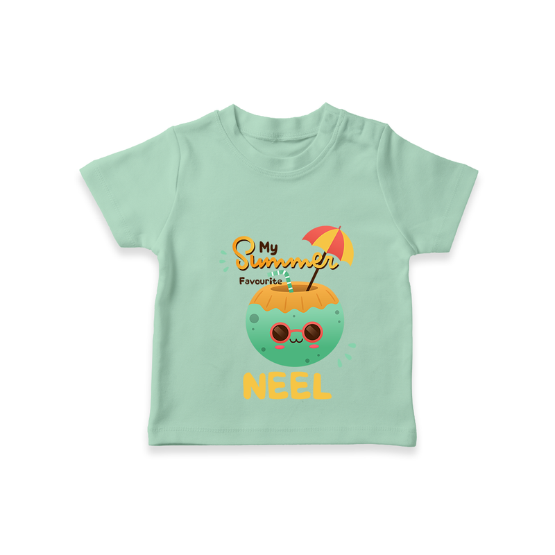 "Escape to paradise with our "My Summer Favourite" Customized Kids T-Shirt" - MINT GREEN - 0 - 5 Months Old (Chest 17")