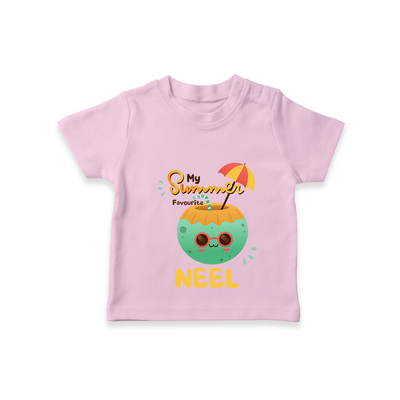 "Escape to paradise with our "My Summer Favourite" Customized Kids T-Shirt" - PINK - 0 - 5 Months Old (Chest 17")
