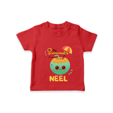 "Escape to paradise with our "My Summer Favourite" Customized Kids T-Shirt" - RED - 0 - 5 Months Old (Chest 17")