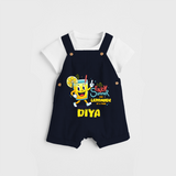 Splash into fun with our "Enjoy Summer One Lemonade at a Time" Customized Kids Dungaree set - NAVY BLUE - 0 - 3 Months Old (Chest 17")