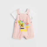 Splash into fun with our "Enjoy Summer One Lemonade at a Time" Customized Kids Dungaree set - PEACH - 0 - 3 Months Old (Chest 17")