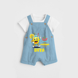 Splash into fun with our "Enjoy Summer One Lemonade at a Time" Customized Kids Dungaree set - SKY BLUE - 0 - 3 Months Old (Chest 17")