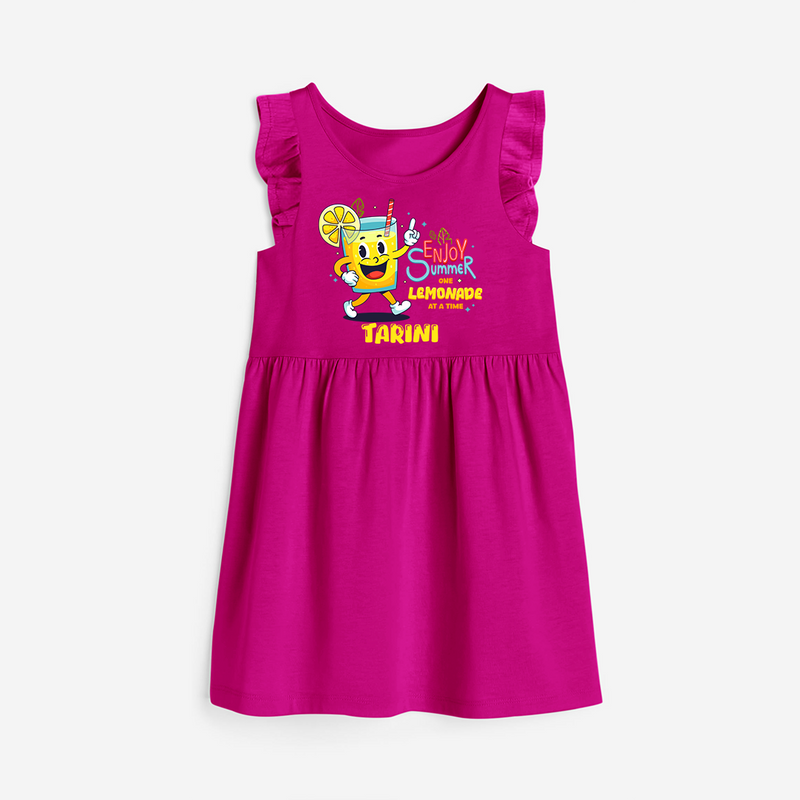 Splash into fun with our "Enjoy Summer One Lemonade at a Time" Customized Frock - HOT PINK - 0 - 6 Months Old (Chest 18")