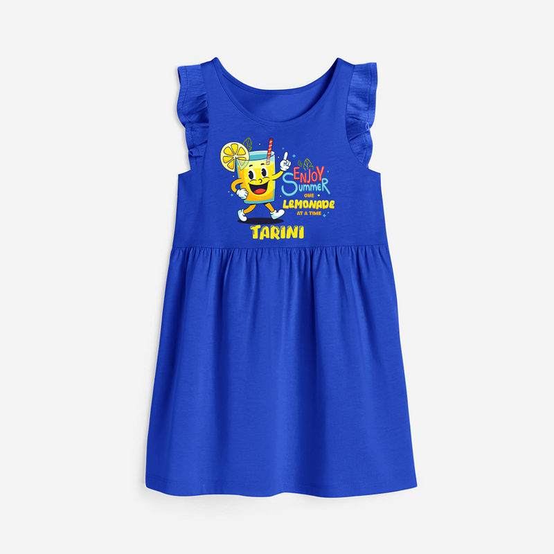Splash into fun with our "Enjoy Summer One Lemonade at a Time" Customized Frock - ROYAL BLUE - 0 - 6 Months Old (Chest 18")