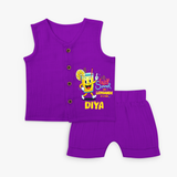 Splash into fun with our "Enjoy Summer One Lemonade at a Time" Customized Kids Jabla set - ROYAL PURPLE - 0 - 3 Months Old (Chest 9.8")