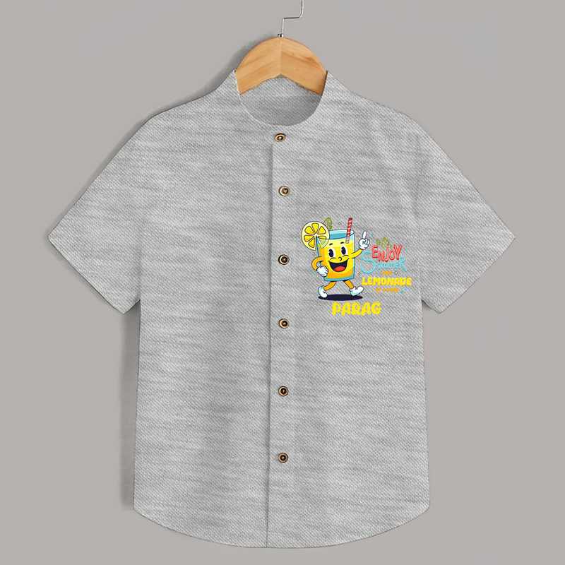 Splash into fun with our "Enjoy Summer One Lemonade at a Time" Customized Kids Shirts - GREY SLUB - 0 - 6 Months Old (Chest 21")