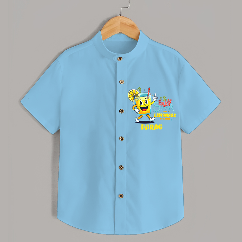 Splash into fun with our "Enjoy Summer One Lemonade at a Time" Customized Kids Shirts - SKY BLUE - 0 - 6 Months Old (Chest 21")