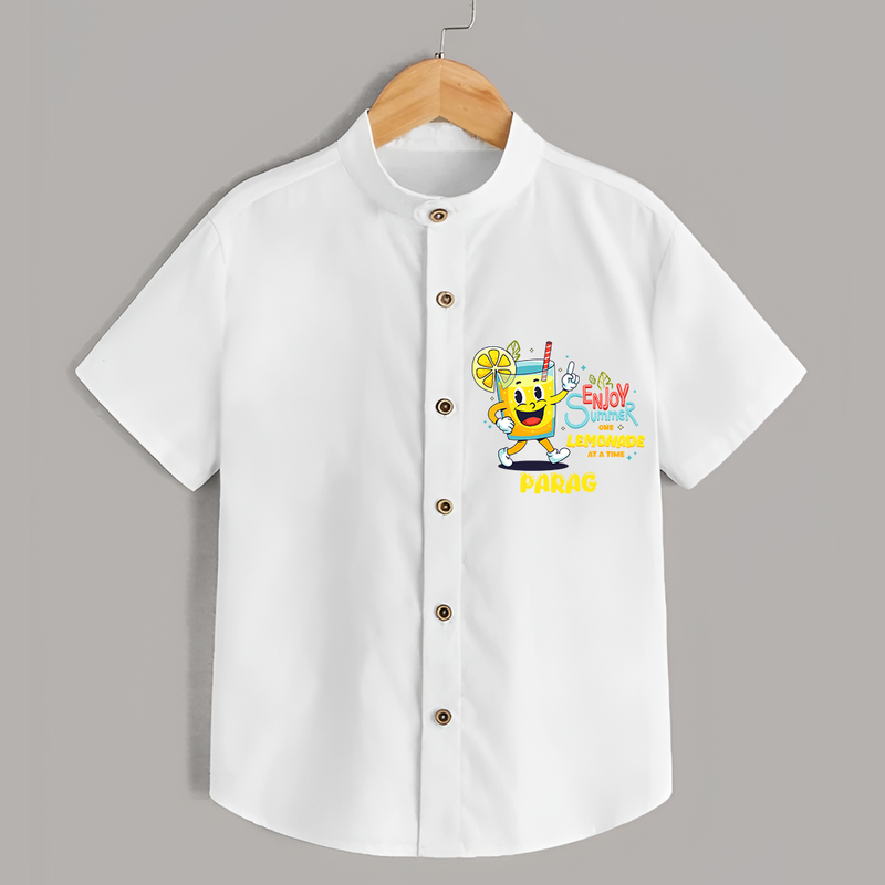 Splash into fun with our "Enjoy Summer One Lemonade at a Time" Customized Kids Shirts - WHITE - 0 - 6 Months Old (Chest 21")