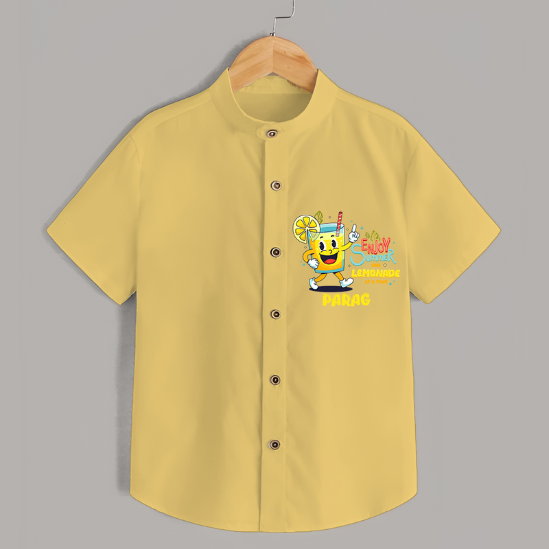 Splash into fun with our "Enjoy Summer One Lemonade at a Time" Customized Kids Shirts - YELLOW - 0 - 6 Months Old (Chest 21")