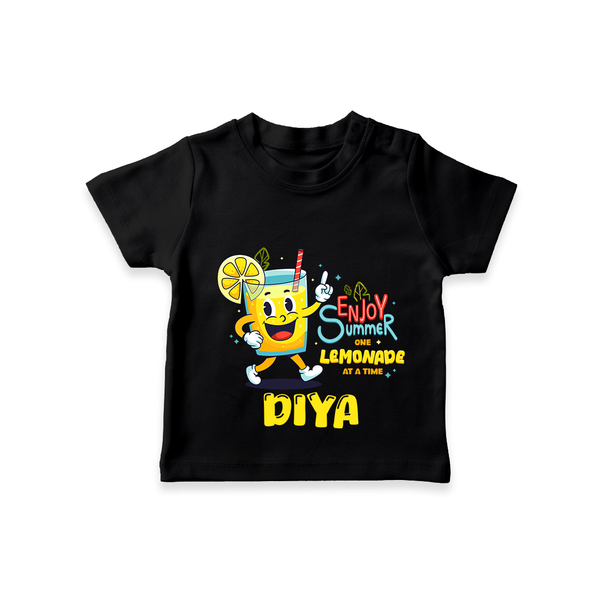 "Splash into fun with our "Enjoy Summer One Lemonade at a Time" Customized Kids T-Shirt" - BLACK - 0 - 5 Months Old (Chest 17")